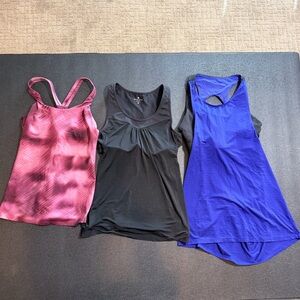 Athleta Maroon, Black, and Blue Built-In Bra Tanks